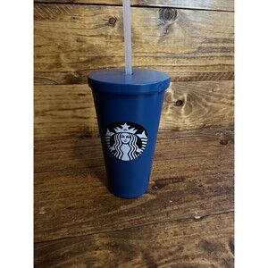 Starbucks Solid Blue Stainless Steel Cold Cup 16 oz 2016